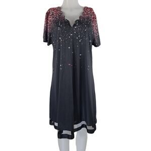 Exclusive Black Sparkly Design Vacation Cruise Work Dress XL NWT